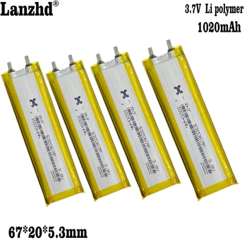 1-12 бр. литиево-полимерна батерия 1020 mah за място на четене, батерия за химикалки, led светлини за кабинет, led осветление за кухненския шкаф, шкаф