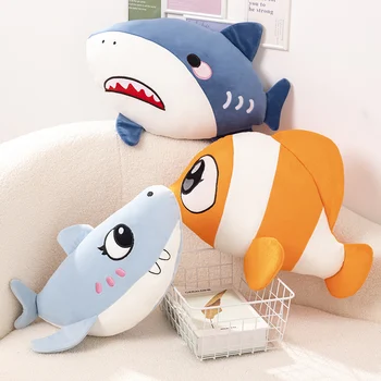 1бр 45 см Океанская серия от Акула, риба-клоун плюшен играчка, възглавница за сън на бебето, възглавница за почивка, изпълнена с мек памук