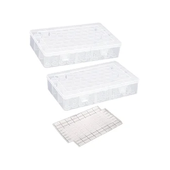 2 Опаковане на кутии за диамант живопис, контейнер за съхранение на пластмасови мъниста от 120 нишки, органайзер, за аксесоари за бродерия 5D