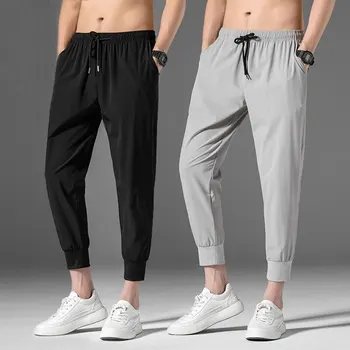 2023 Нови Мъжки Панталони с Девет Точки, Корейската версия на Ежедневните Быстросохнущих спортни панталони Големи Размери на Ластик Xl-XXXL
