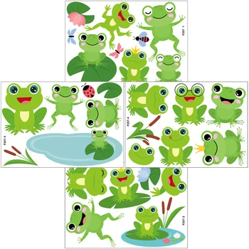 4 Листа Para Mujer, вътрешна стикер на стената във формата на жаба, Мультяшные етикети с шарени жаби, Апликация, Свалящ баня от PVC