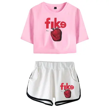 Dominic Fike любителите на музиката, оголяющие корема, дебнещ съкратен комплекти, къса тениска с принтом, комплекти за фитнес, градинска облекло, панталони, дамски хавайска тениска