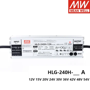 Led захранване MEAN WELL HLG-240H A тип Регулируема led драйвер 12V 15V 24V 30V 36V 42V 48V 54V водоустойчив Трансформатор IP65