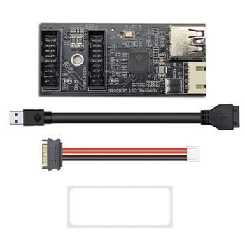 USB3.2 Предни GEN1 19PIN до двойно 19PIN адаптер Карта за разширяване на A-KEY с кабел SATA от 15PIN до 4PIN