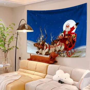 XxDeco Коледен Плакат, на Гоблен с Изображение на Дядо Коледа, Стенен Декор за Празнична украса на стаята, на Фона на плат