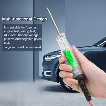 Автомобилна тест писалка с LCD дисплей, Дръжка за определяне на положителен и отрицателен полюс, Тестер за напрежение на батерията, устройството за проверка на предпазители