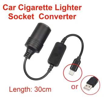 Автомобилни запалки с клъстер чрез USB Type-C, кабел-адаптер PD за автомобилни устройства с храненето В 12, GPS, DVR