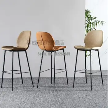 Бар стол с творческата облегалка в скандинавски стил, модерен лесен домакински бар стол, лесен луксозен столче за хранене, почивка в кафене stoo