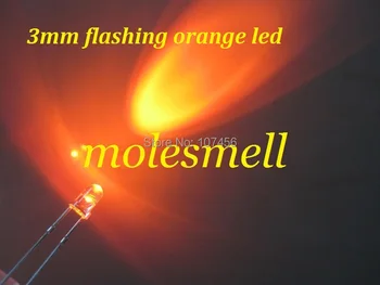 безплатна доставка 50шт 3 мм Оранжева светкавица Светеща Вода прозрачни ярки Led светодиоди