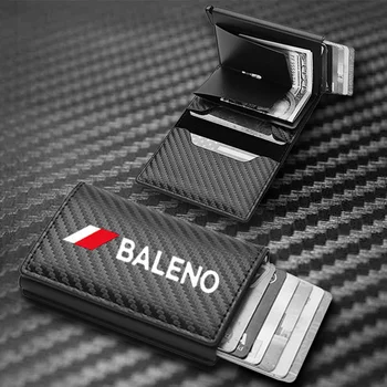 Бизнес кафяв кожен портфейл с притежателя на Rfid-карти, изработени от въглеродни влакна за Suzuki Baleno Celerio Jimny SX4 S-Cross Grand Vitara