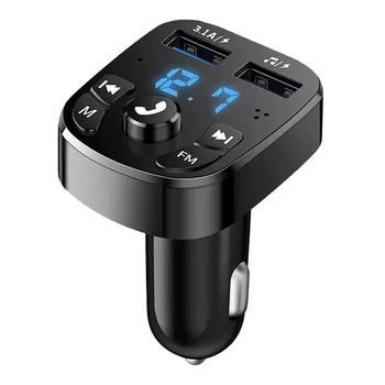 Бързо зарядно за кола с два USB конектори, Bluetooth съвместим FM предавател MPS с вольтметром