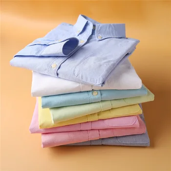 Бяла риза Дамски Пролетни Класически Оксфордские ризи с дълъг ръкав Луксозен клетчатая блуза Дамски Ежедневни ризи Свободна в памучна блуза