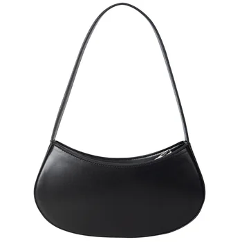 Дамска Мини чанта с цип във формата на Полумесец, модни чанти-скитник, Кожена реколта лека чанта-тоут, Клатч