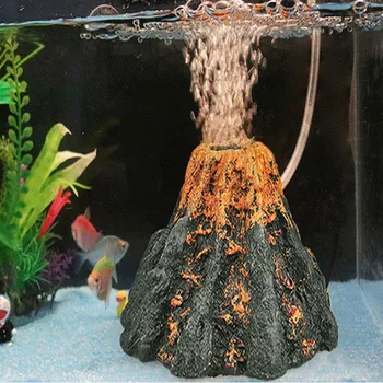 Декор на аквариум във формата на вулкан, кислороден помпа, въздушен балон, аквариумный набор, украса за аквариумни пейзажи