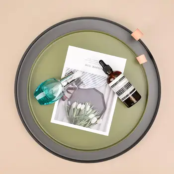 Декоративен поднос за закуски Универсален настолен органайзер от скандинавския пластмаса Стилен Кръгла тава за бижута идеална за стая, на кухненския плот, на дома