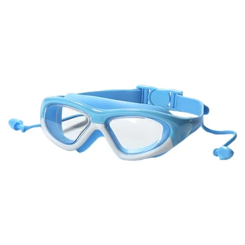 Детски плувни очила, Съединените Тапи за уши, по-Голяма рамка, HD, Непромокаема, фарове за Мъгла, За момчета и Момичета, Очила за водни спортове, Силиконови очила за басейн