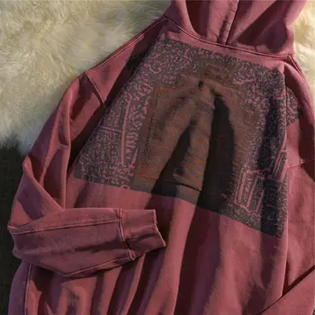 Дълъг лилав жена топ с качулка и писмото принтом, дамски hoody с текстов модел, есен-зима, красив цвят
