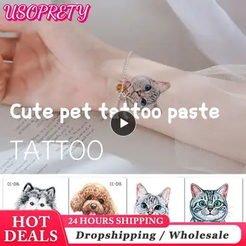 Етикети с мультяшными котки и кучета RocooArt, нови водоустойчиви детски стикери с татуировки на животни, произведения на изкуството, татуировки, екологично забавление за малките деца