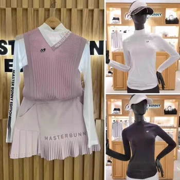 Женска тениска Master Бъни Golf с дълъг ръкав, Лятна мода 2023, ултра тънък Лед Коприна, Слънцезащитен Крем За Голф С кръгло деколте, Спортна риза
