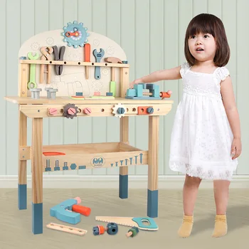 [Забавно] Голям размер, 80 см, дървен инструмент за ремонт, комплект за демонтаж на гайки, развитие на играчка, игри къща, играчки за момичета, подарък за рожден ден