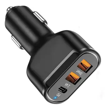 Зарядно за кола C USB Адаптер за зарядно устройство PD Mini Fast USB Защита от презареждането 3 порта е Съвместим с повечето смартфони