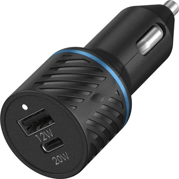 Зарядно за кола с два порта мощност 32 W-Бързо зареждане на 20 W USB-C и 12 W USB-A -Blue Night автоаксесоари Безплатна доставка