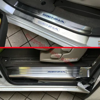 Защитни облицовки на первази отвътре и отвън, от неръждаема стомана за Toyota Sienna 2015 2016 2017, аксесоари за Автомобили, стикери