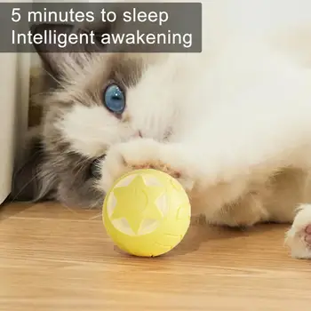 Играчка за котки със скрита порт за зареждане на Играчка топка за котки, въртящи се на 360 градуса, USB зареждане, Led светлини, експанзионистична на лов за котки/котки