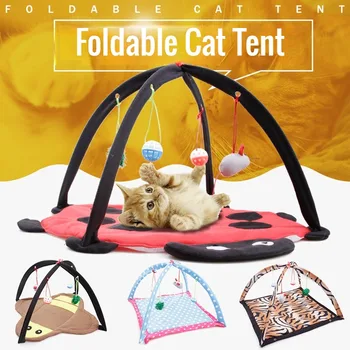Играчка за легло за домашни котки, палатка за коте с 4 Забавни звънци, играчка Pedant, Лесен Хамак за котки, безопасна Мулти-функционални аксесоари за домашни кучета