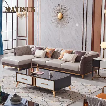 Италиански старинен класически стил, внесени кожена триместен диван-стол, целият голям разтегателен диван за големи и малки апартаменти