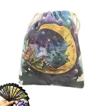 Кадифени Торбички На Експозиции Мистерия Drawstring Торби Със Звездите На Държач За Карти Таро Чанта За Съхранение За Любителите На Таро Малка