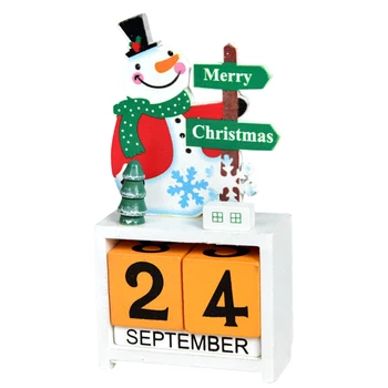 Календар с дървени блокчета, Дървени Коледни кубчета, Ежедневна Вечен настолен календар за офис, декориране на дома
