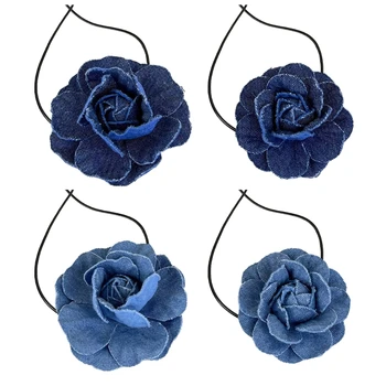 Колие-чокер със син камелией на шийката на шал, цвете яка, колие, модни бижута, Директна доставка