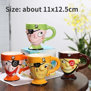 Креативна Керамична Чаша за вода с участието на Пират с дръжка, Офис Чаша за кафе с мляко за закуска, 3D Чаша с неправилна форма, Чай комплект за подарък