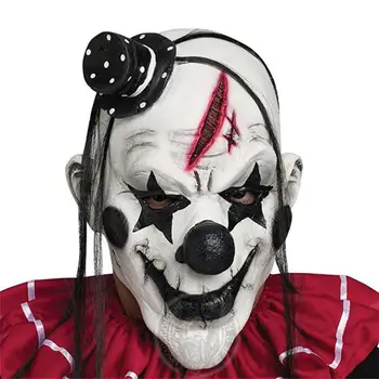 Луксозна ужасна маска на клоун, за възрастни, латексова Грозна маска за Хелоуин, Бели косми, Хелоуин, клоун, Зъл убиец с костюм за лице, маска за парти