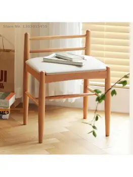 Мебели Beimo столче за грим от масивно дърво в скандинавски стил за спални мека чанта за преобличане ниско столче японски прост тоалетна масичка от черешово дърво