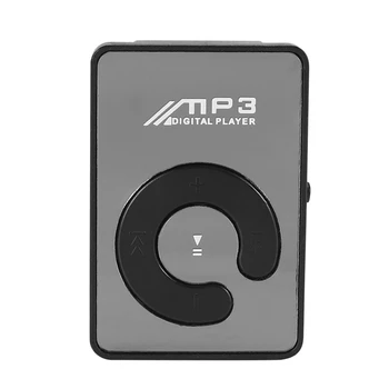 Мини-огледално скоба за USB digital Mp3 плеър, поддръжка на 8 GB SD TF карта, черен