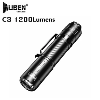 Мини фенерче WUBEN C3 1200LM, мощна акумулаторна батерия led фенерче, Компактен водоустойчив фенер за къмпинг EDC самозащита