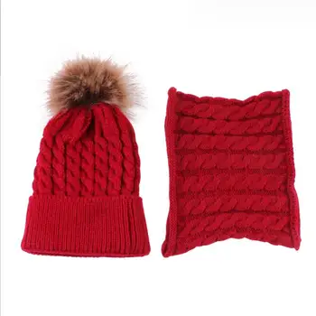 Нова топла детска шапка, европейския и американския зимен комплект за врата, детска шапка с лъжичка от акрил, вълна