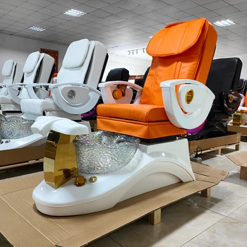 Обзавеждане за салон за красота оранжевото масажно спа стол за крака луксозно електрическо спа педикюрное стол САЩ с сливным помпа