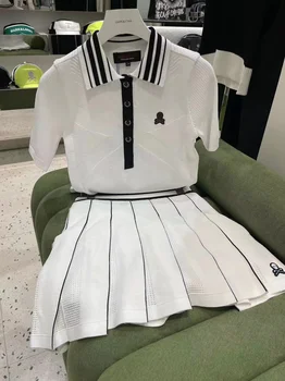 Оригинален женски летен голф от коприна лед, трикотажная поло риза с къс ръкав, тънка еластична дишаща спортна кърпа от Южна Корея