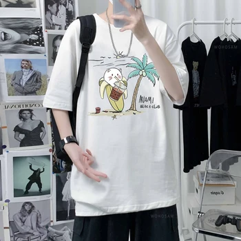 Памучен тениска с изображение на Kawai, памучен тениска с изображение Аниме 