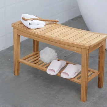 Пейка за душата, Дебели столче за баня, Двупластова Бамбук поставка за крака за тоалетна, Многофункционални ступенчатые инструменти, устойчиви и носещи натоварване
