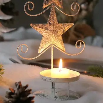 Поставка за чаено лампи, Искрящи Коледен свещник със стабилна кръгла основа, Празнична Коледна Елха, свещници Лосове, Украса на работния плот