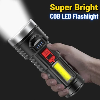 Преносим led тактически фенер със странично COB USB перезаряжаемым на уличното осветление, вграден акумулаторен фенер, Водоустойчив ръчен фенер за къмпинг