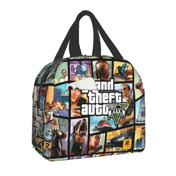 Приключенска игра Grand Theft Auto Чанта за обяд За Мъже И Жени, хладилник, топло Изолиран Обяд-бокс за студенти, чанта за съхранение на училищната храна, чанта за пикник
