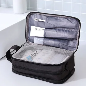 Проста косметичка със суха влажна кабинета, преносима многофункционална чанта за миене на съдове за битови грим в хотела