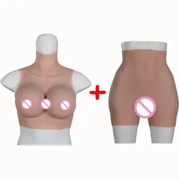 Силиконова форма на гърдите и фалшиви бикини за Вагината, комплект бельо за увеличаване на размера на бюста, бельо за мъже и жени за травестит-трансджендър