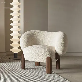 Скандинавските столове за дневна от масивно дърво, Мебели за дома Творческа Стол за почивка на семейството, Единични кресла за сядане С облегалка на дивана