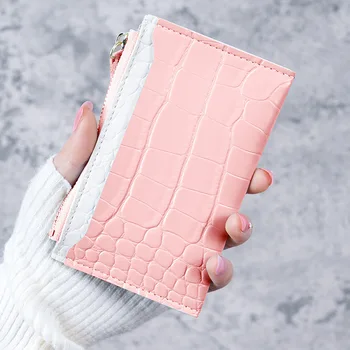 Сладко в чантата си, този Луксозен дизайнерски държач за карти, Модерен Розов чантата си, Дамски портфейл, Малък светъл кожен портфейл, чанта за монети